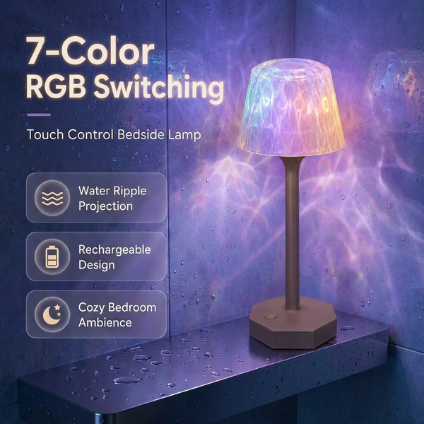 Nocturne Waterproof Bathroom Shower Lamp with Color Ocean Wave Projector