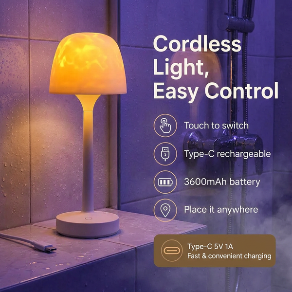 Nocturne Waterproof Bathroom Shower Lamp with Color Ocean Wave Projector