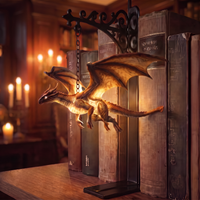 Magical Flying Dragon Bookshelf Lamp Warm Dragon Hanging Night Light Fantasy Reading Nook Decor for Fantasy Lovers Book Readers