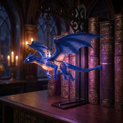 Nocturne Magical Flying Dragon Bookshelf Lamp For Fantasy Book Lovers With 4 Color Options